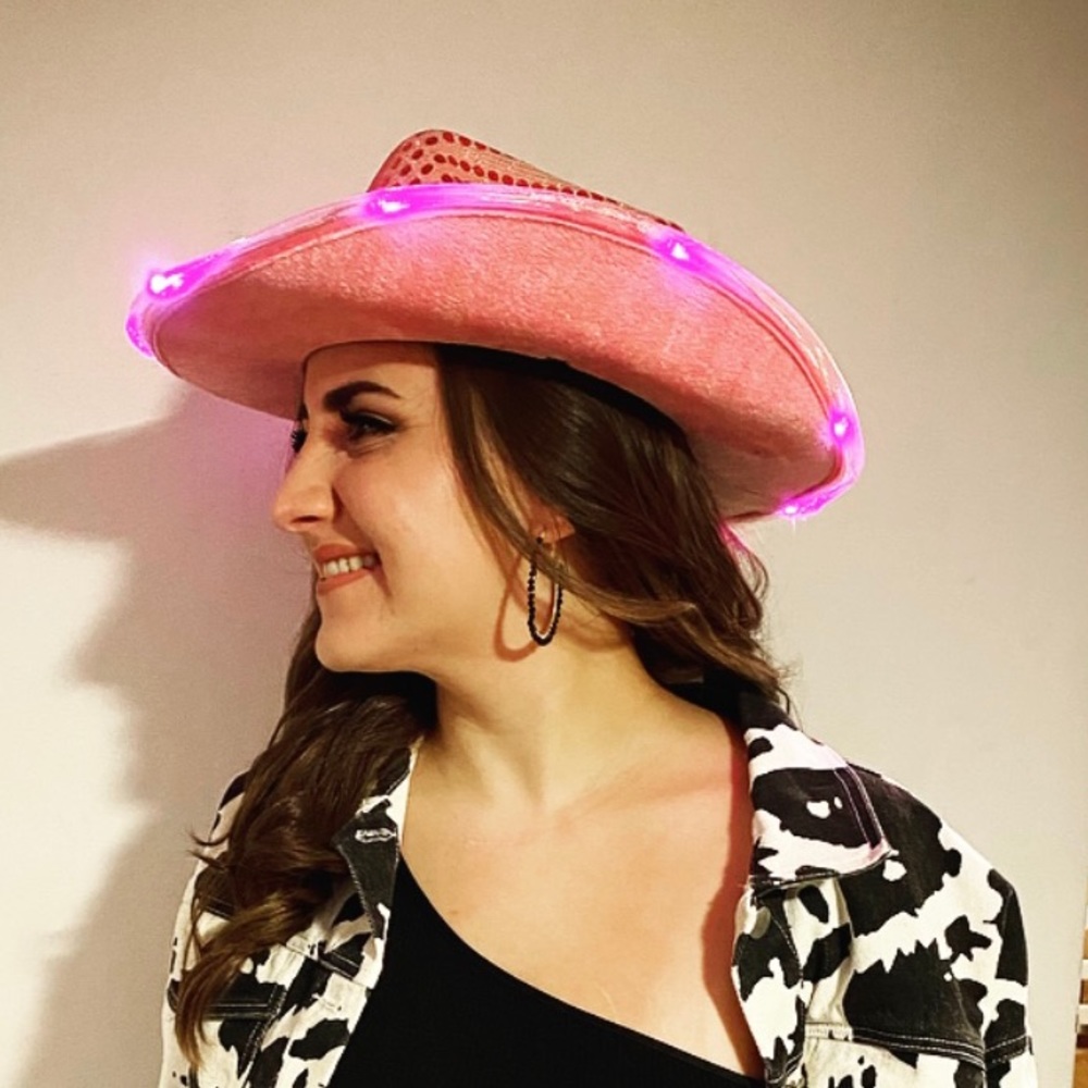 PINK LED LIGHT COWBOY HAT!!